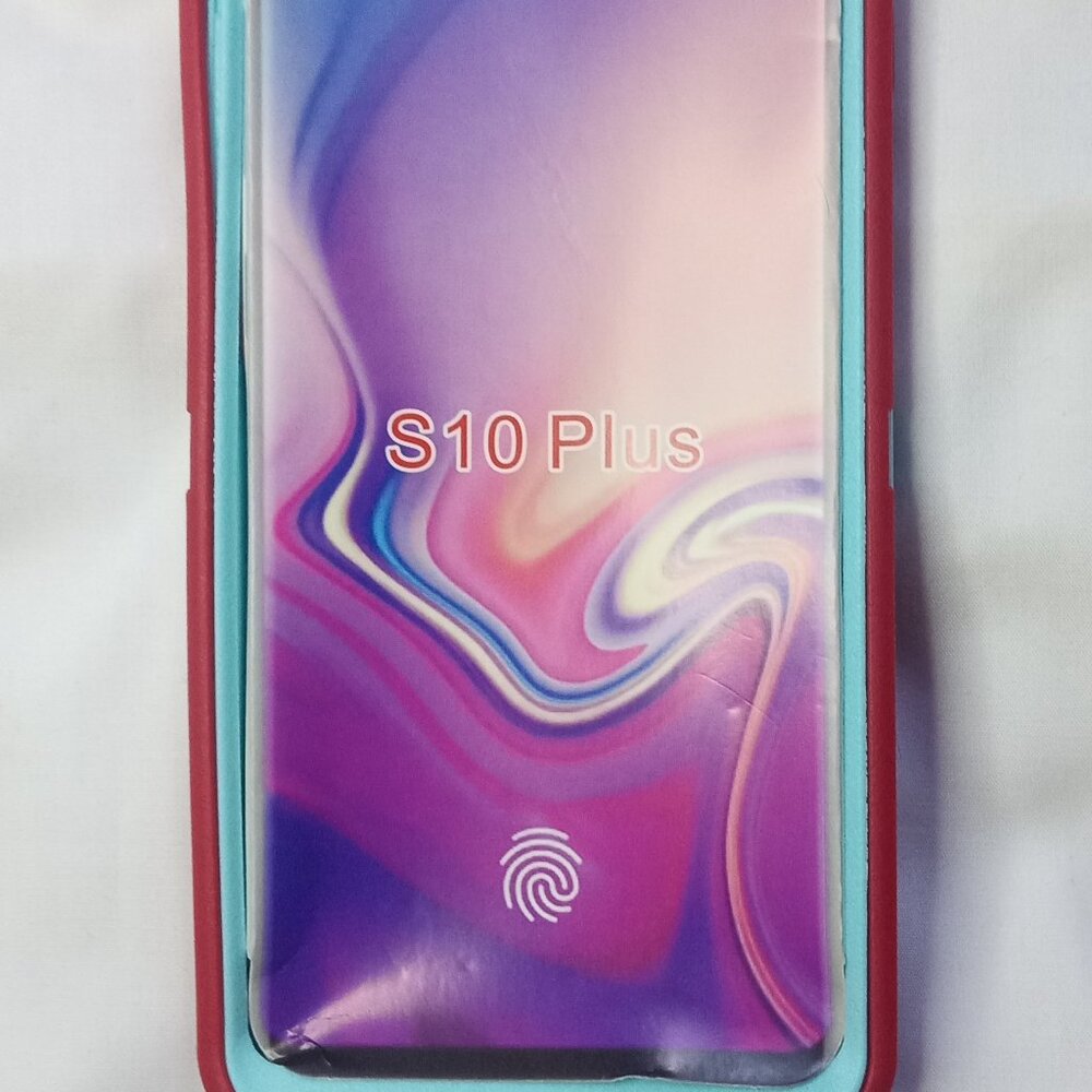 Samsung Galaxy S 10 Plus Hard Case Red & Turquoise Color New Fast Sun